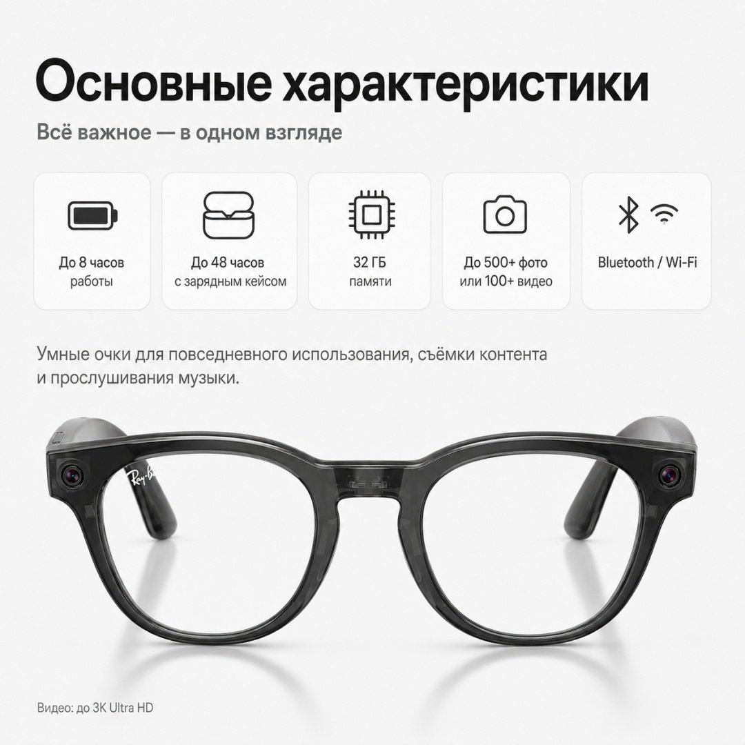 Смарт-очки Ray-Ban Meta Scriber Optics GEN2 черный купить,NaN