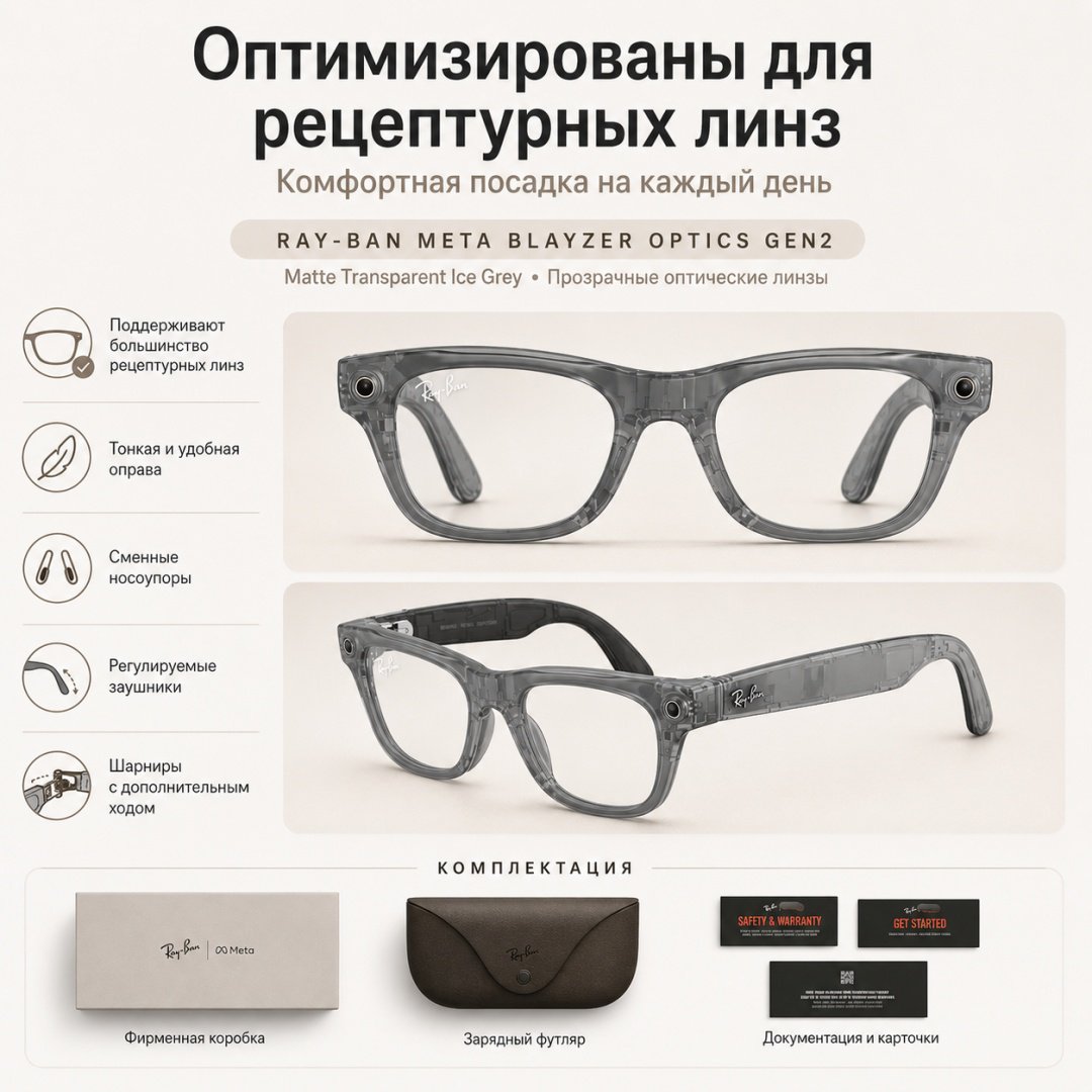 Смарт-очки Meta Blayzer Optics GEN2 Transparent прозрачный купить,NaN