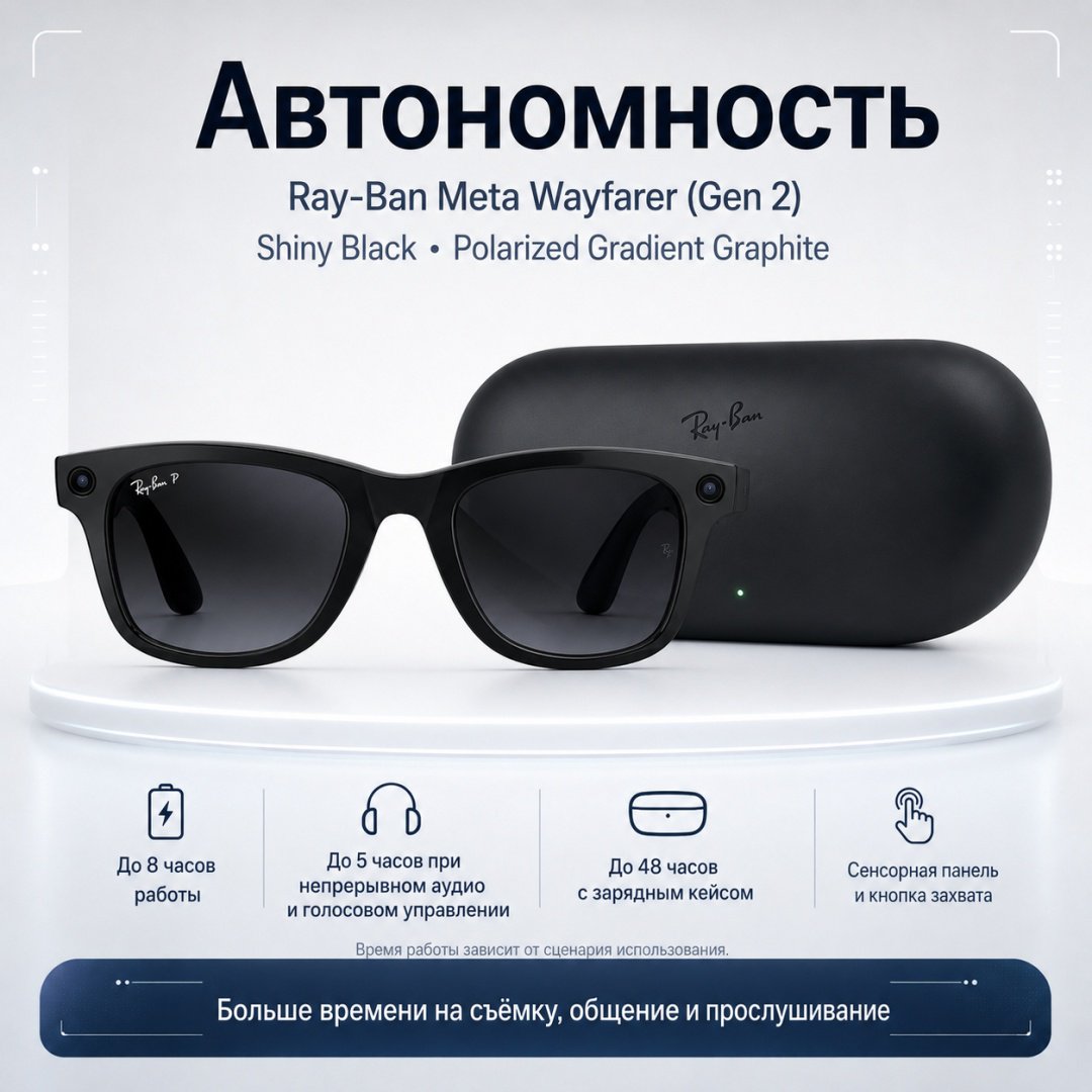 Смарт-очки Ray-Ban Wayfarer (Gen 2) черный купить,NaN