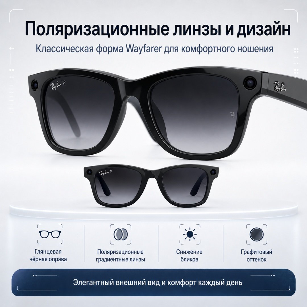 Смарт-очки Ray-Ban Wayfarer (Gen 2) черный купить,NaN