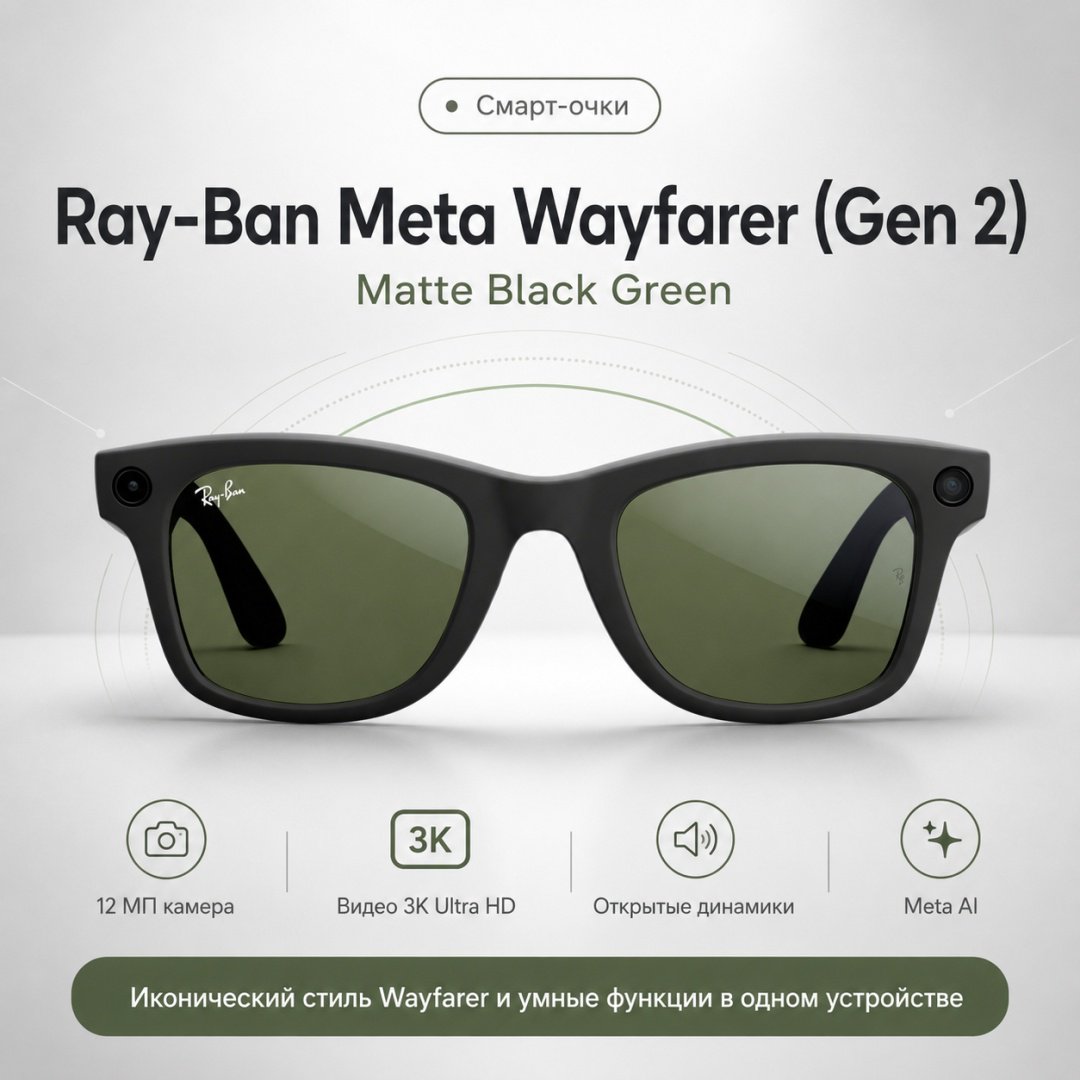 Смарт-очки Ray-Ban Wayfarer (Gen 2) черный купить,NaN