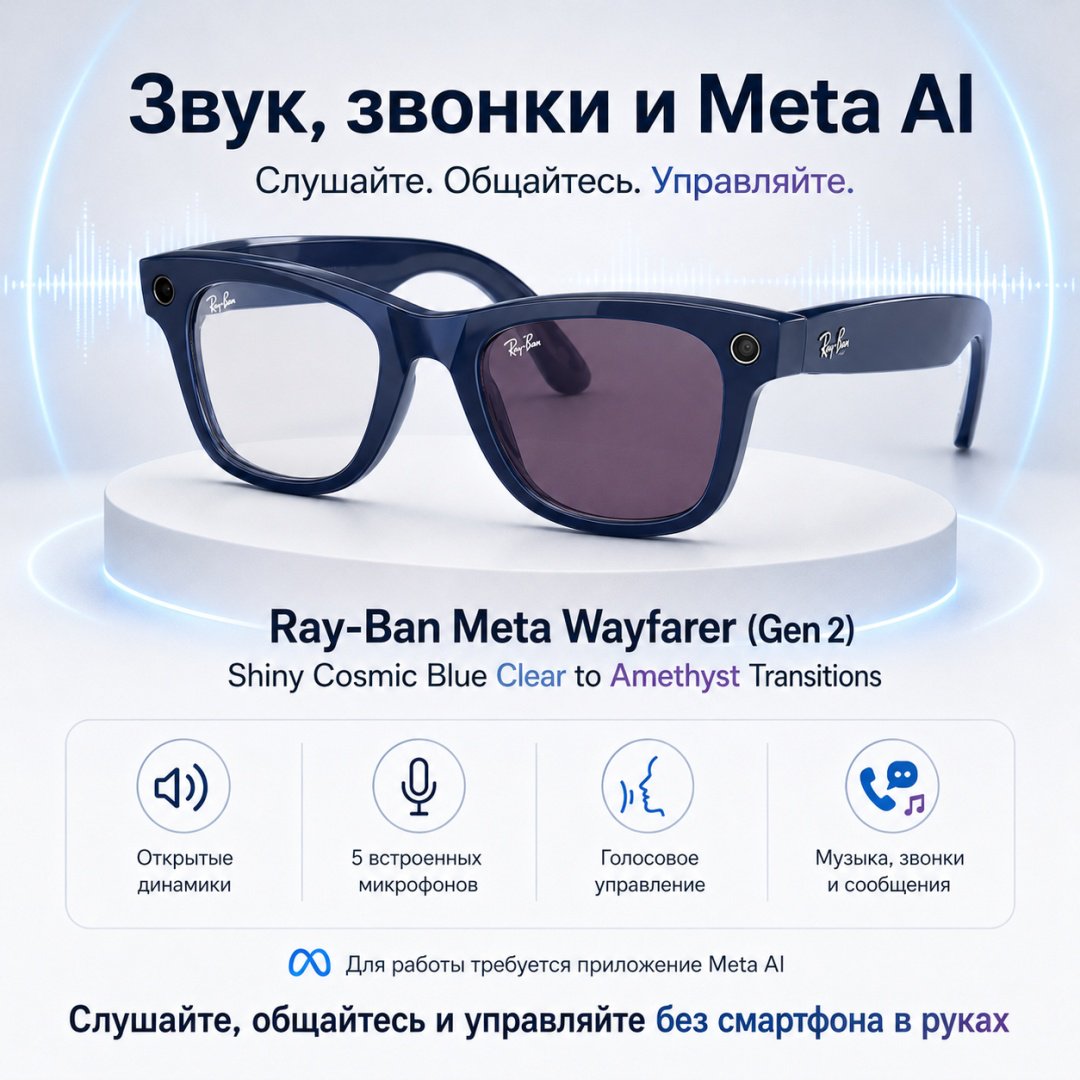 Смарт-очки Meta Wayfarer (Gen 2) синий купить,NaN