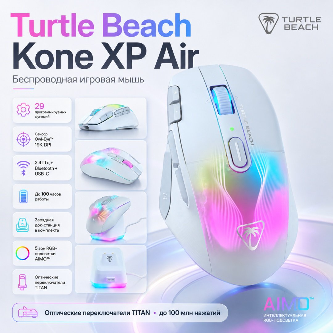 Мышь Turtle Beach Kone XP Air белый купить,NaN