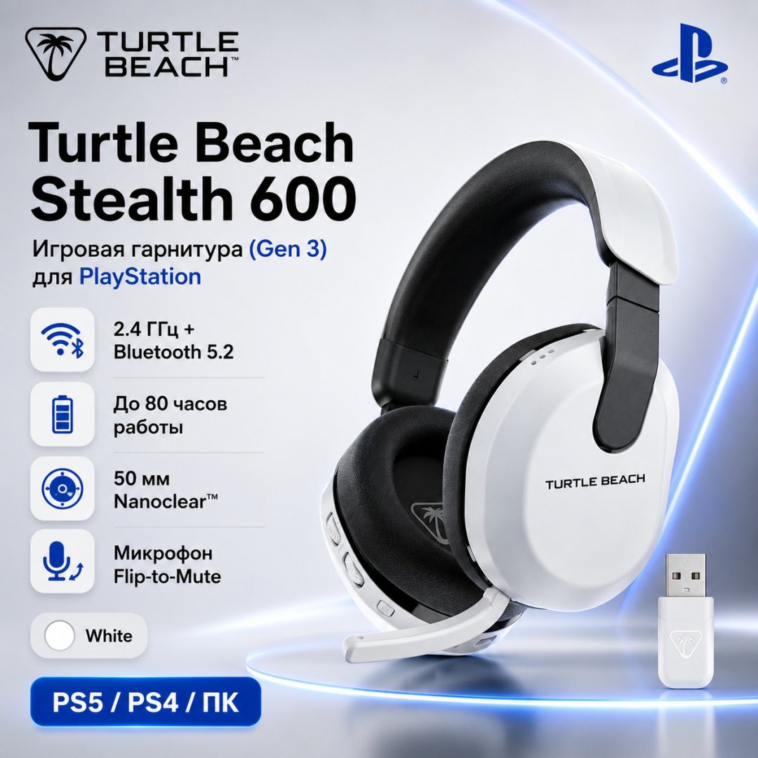 Наушники Turtle Beach Stealth 600 Headset (Gen 3) PlayStation белый купить,NaN