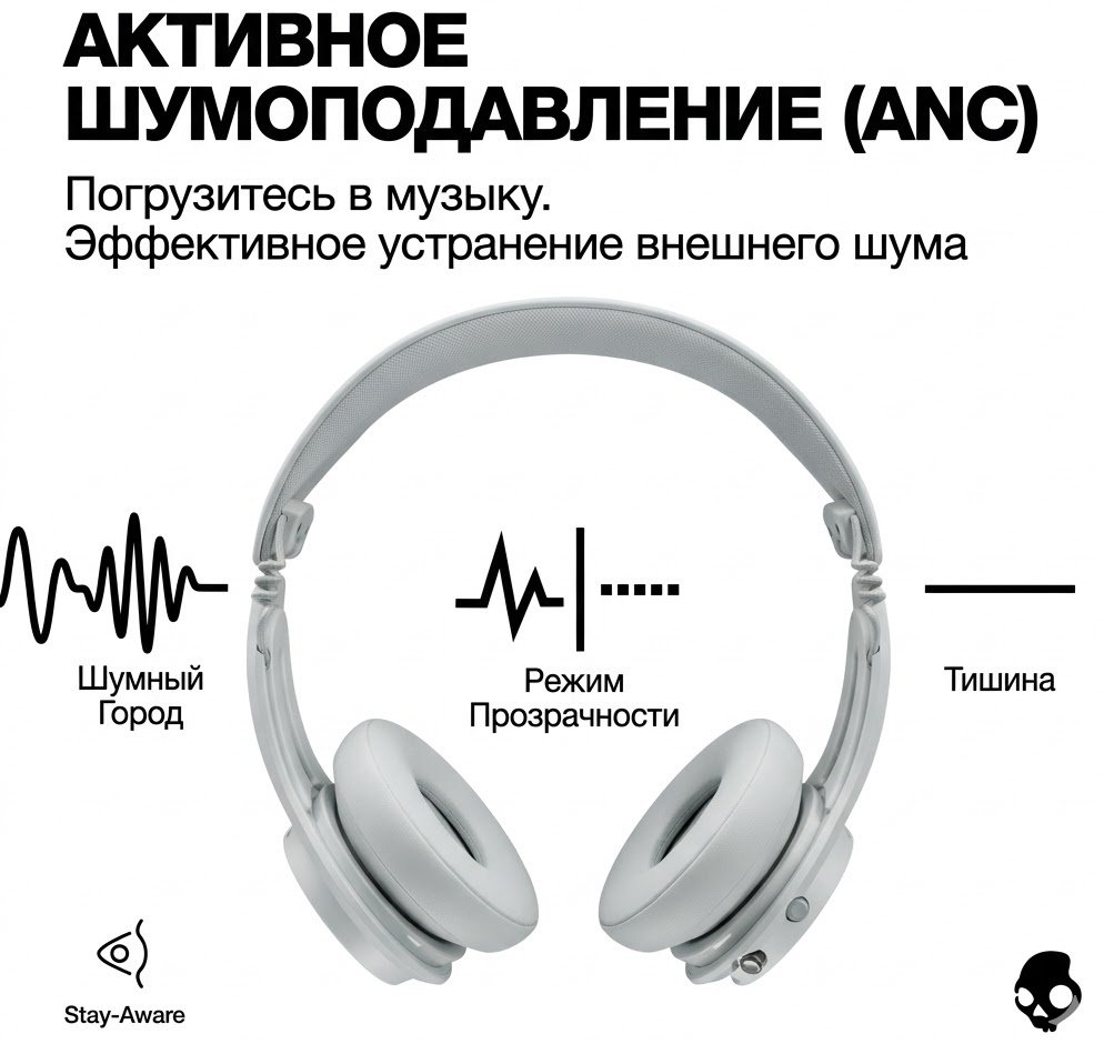 Наушники Skullcandy ICON ANC белый купить,64400