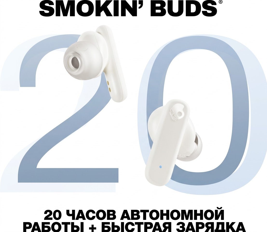 Наушники Skullcandy Smokin’ Buds белый купить,21376