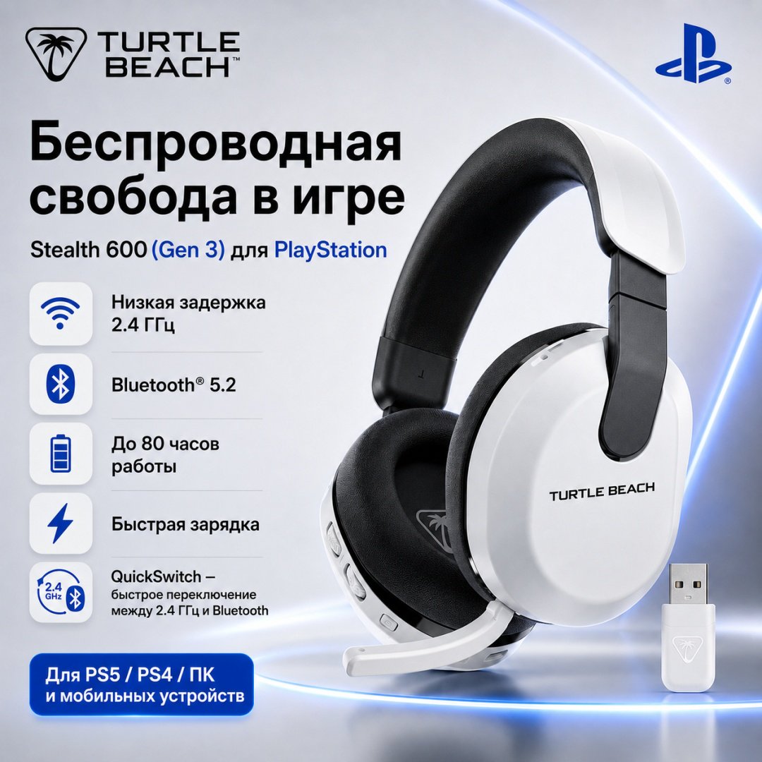 Наушники Turtle Beach Stealth 600 Headset (Gen 3) PlayStation белый купить,NaN