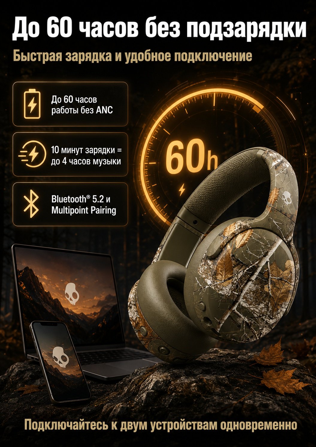 Наушники Skullcandy Crusher ANC 2 зеленый купить,143893