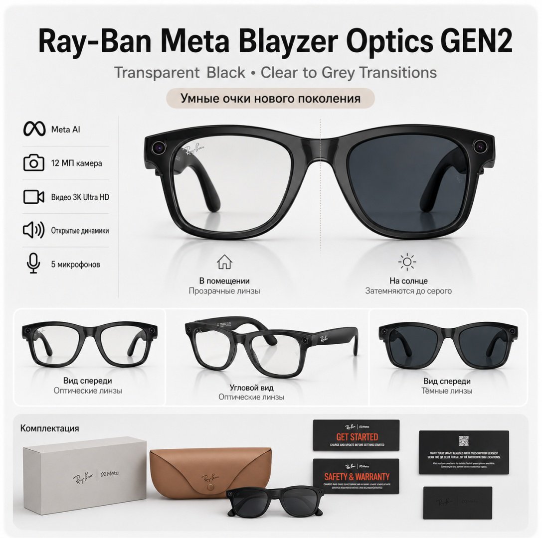 Смарт-очки Meta Blayzer Optics GEN2 Transparent черный купить,NaN