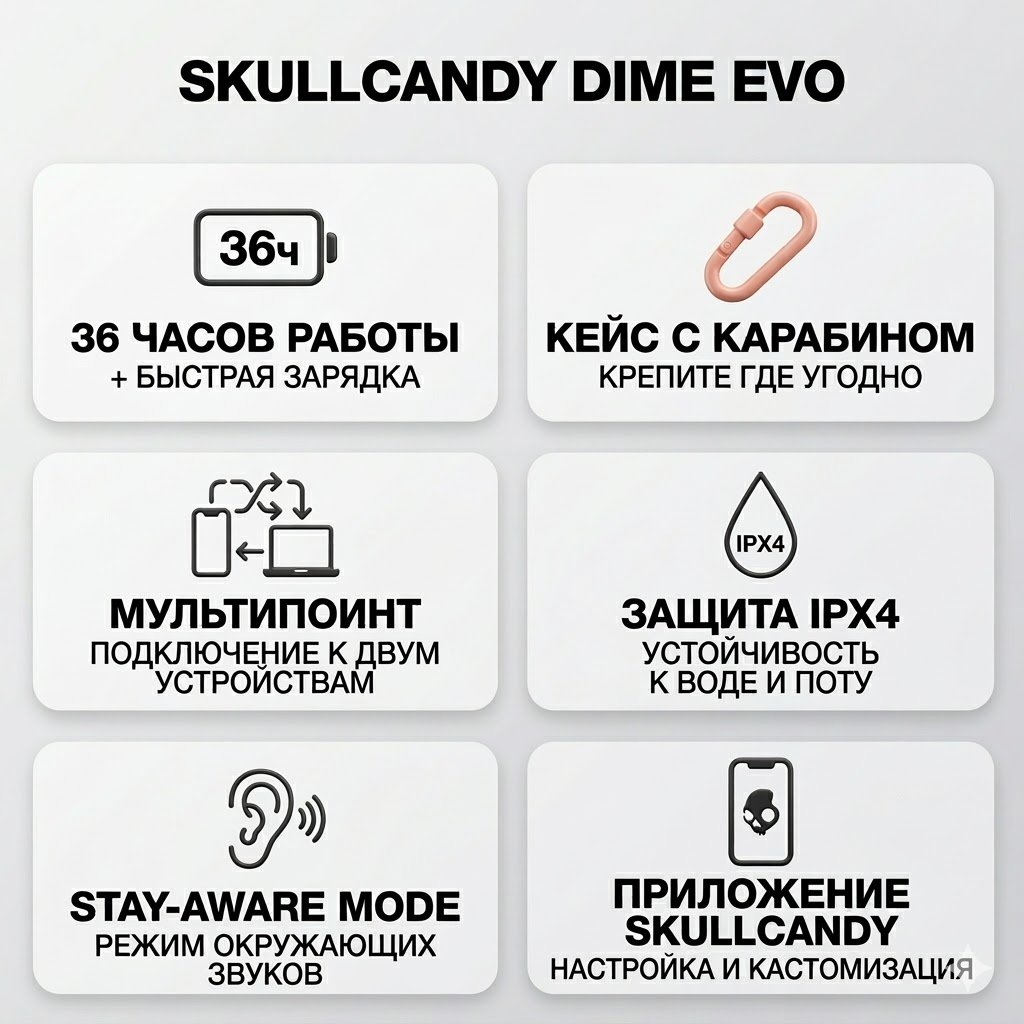 Наушники Skullcandy Dime Evo черный купить,NaN