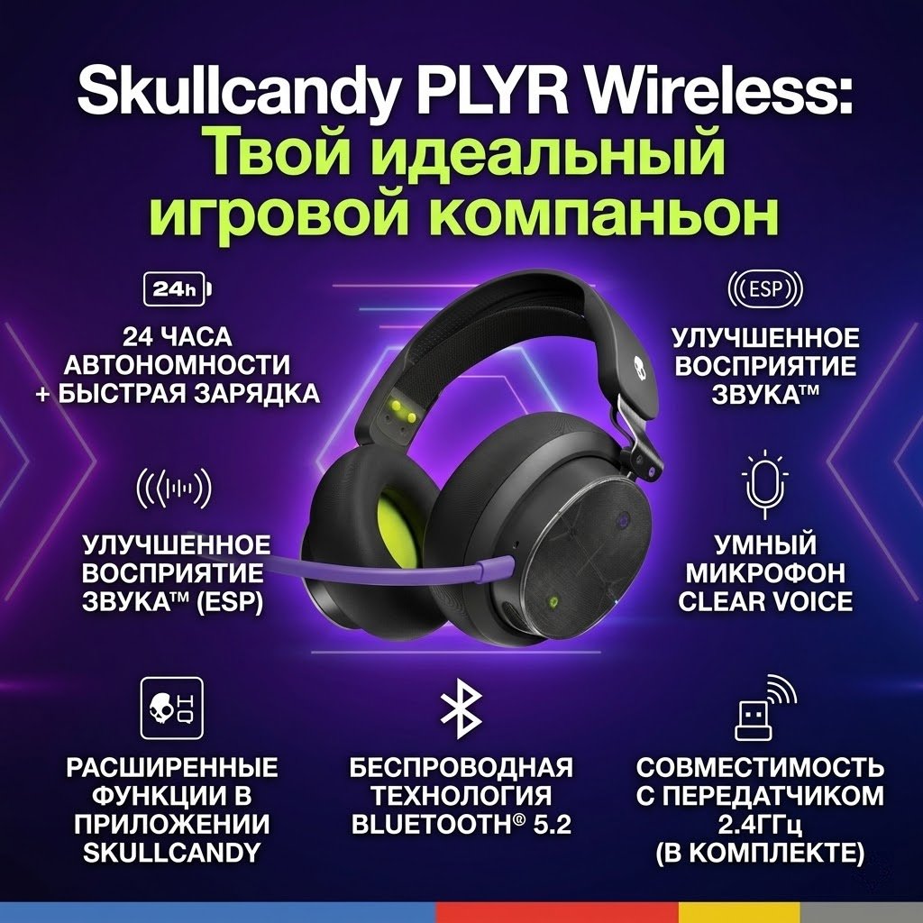 Наушники Skullcandy PLYR Wireless черный купить,81586