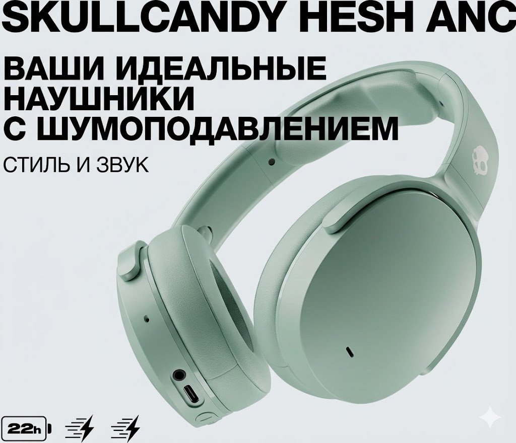 Наушники Skullcandy Hesh ANC зеленый купить,74750