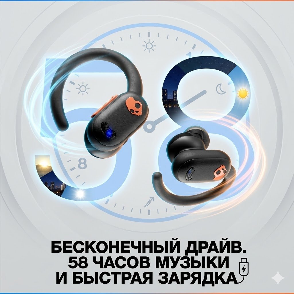 Наушники Skullcandy Push ANC Active черно-оранжевый купить,90850