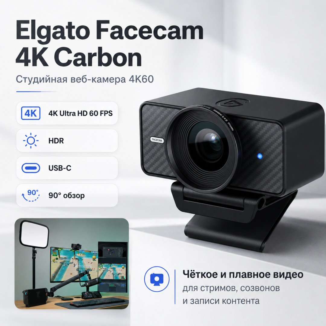 Веб-камера Elgato Facecam 4K Carbon купить,NaN