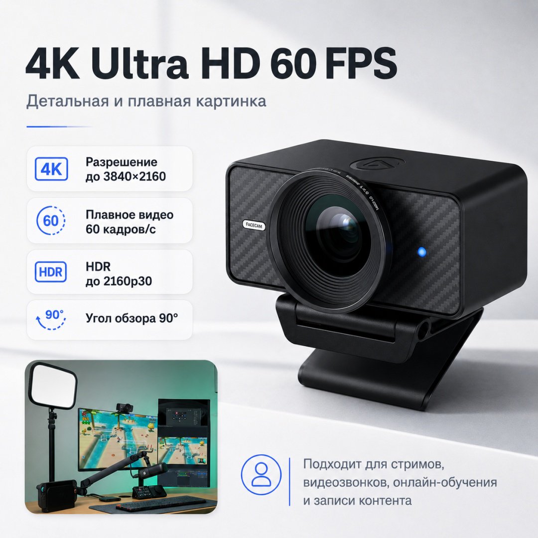 Веб-камера Elgato Facecam 4K Carbon купить,NaN