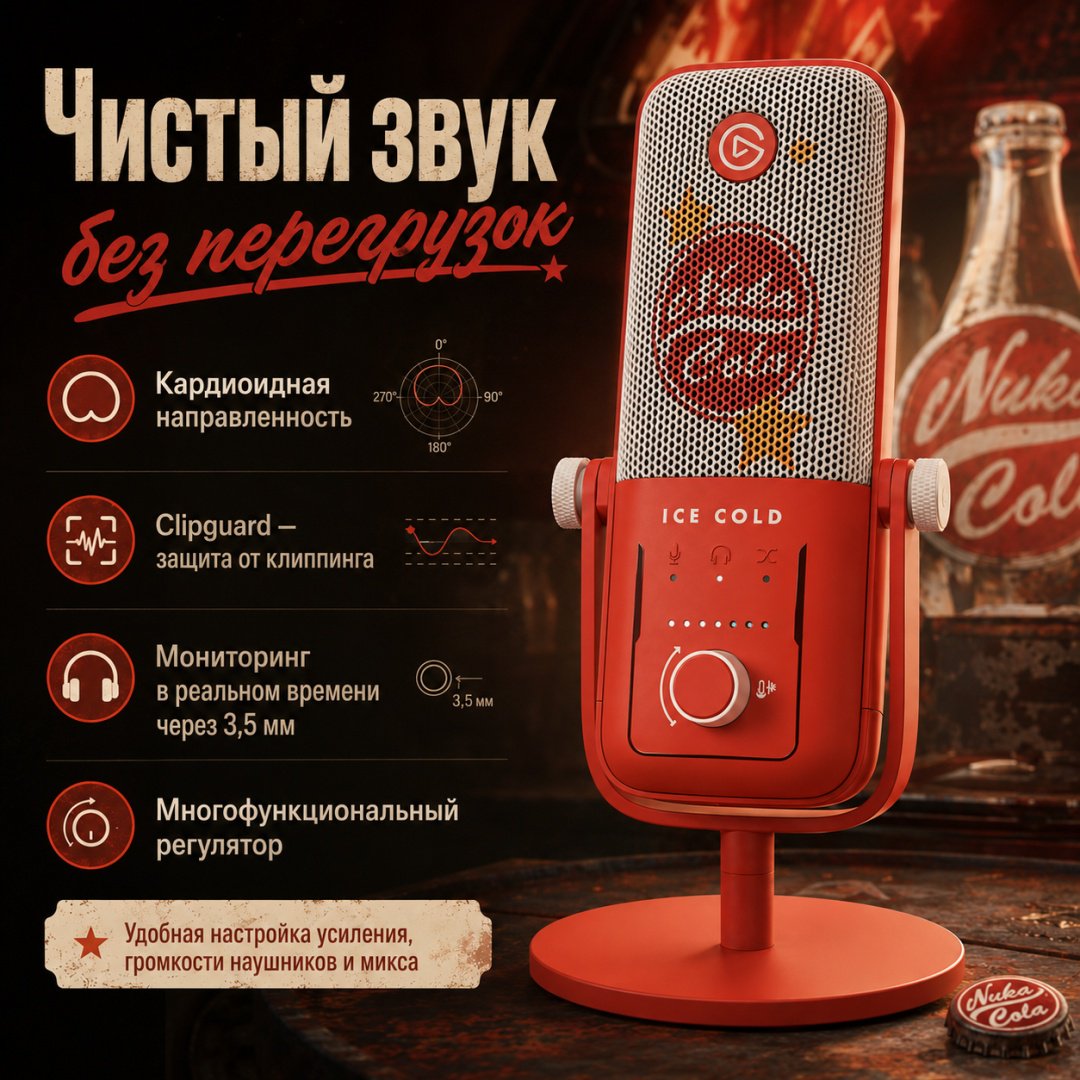 Микрофон Elgato Wave:3 – Nuka-Cola Fallout Edition красный купить,NaN