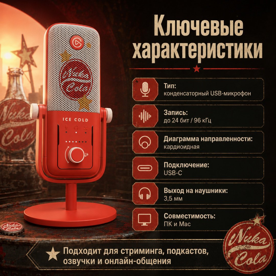 Микрофон Elgato Wave:3 – Nuka-Cola Fallout Edition красный купить,NaN