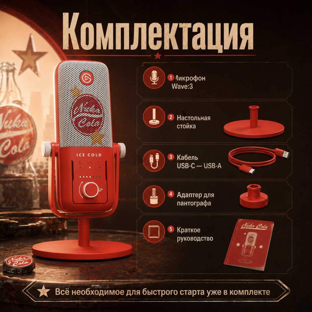Микрофон Elgato Wave:3 – Nuka-Cola Fallout Edition красный купить,NaN