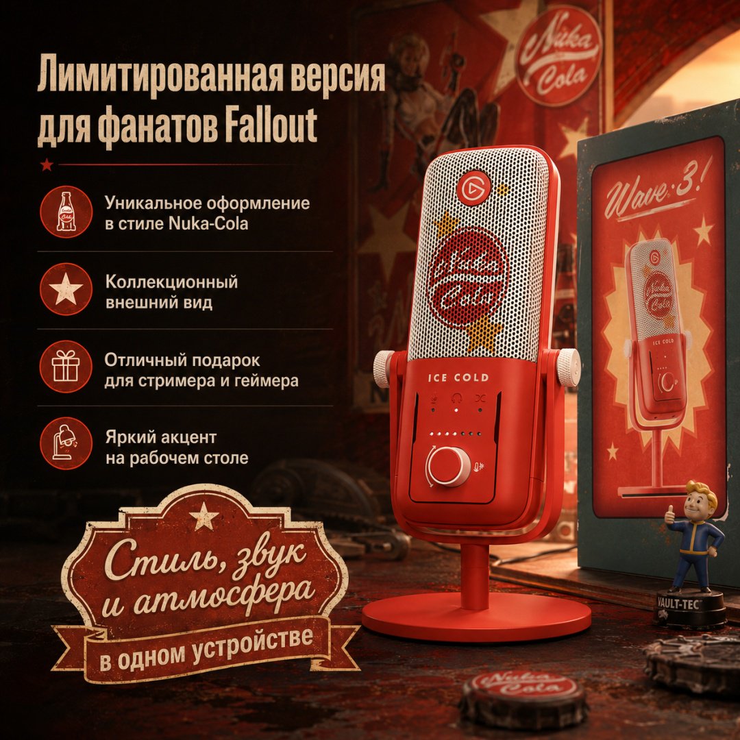 Микрофон Elgato Wave:3 – Nuka-Cola Fallout Edition красный купить,NaN