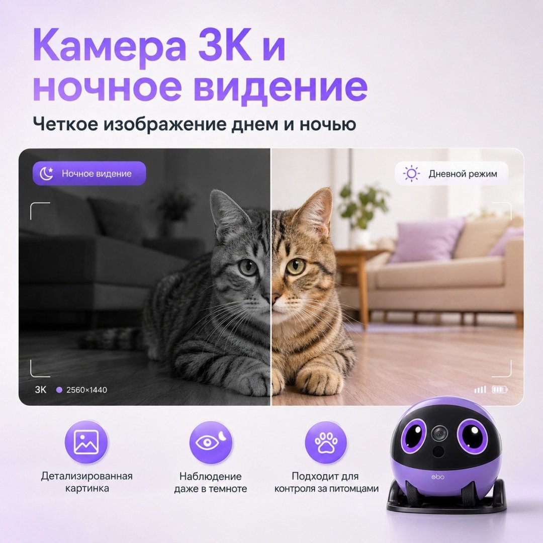 Видеоняня Ebo Air 2 Plus робот с ИИ купить,NaN
