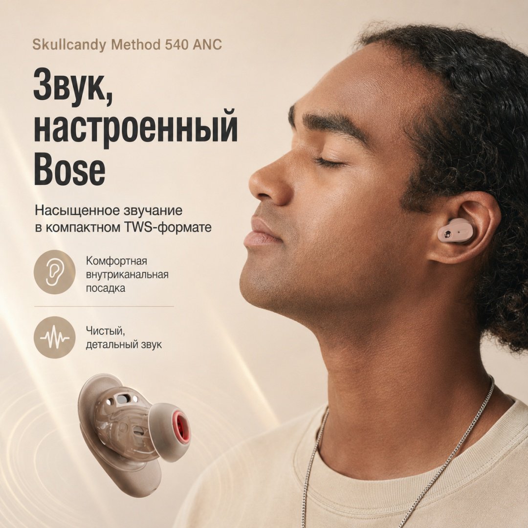 Наушники Skullcandy Method 540 ANC бежевый купить,102914