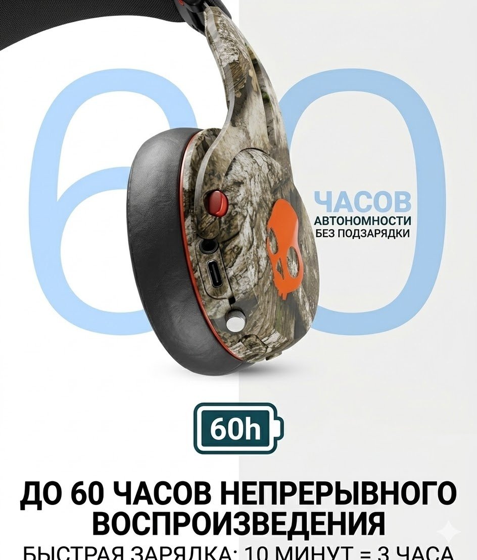 Наушники Skullcandy ICON ANC черно-оранжевый купить,64400