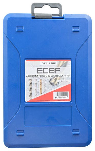 Сверло Ecef набор сверл 1-10 мм HSS Gold-Black спиральное 541119RP, 19 шт. купить,NaN