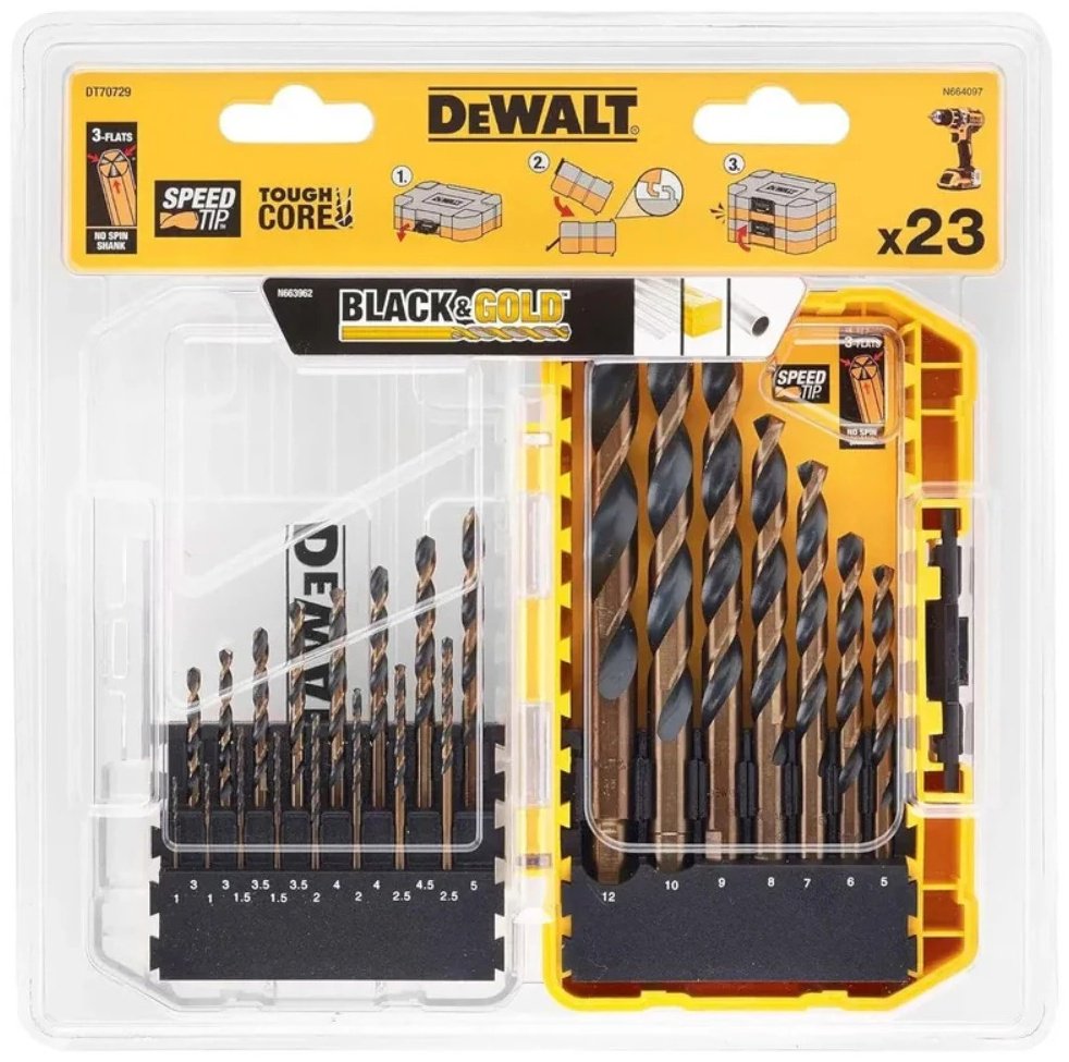 Сверло DeWALT спиральное DT70729-QZ 12 мм, 23 шт. купить,NaN