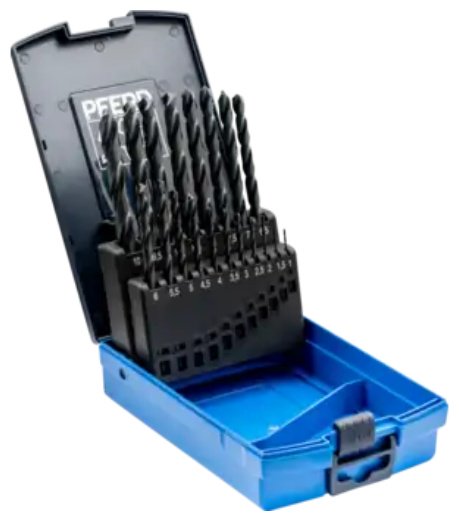 Сверло Pferd спиральное DRILL SET DIN338 HSSG N 1-10 STEEL 19PCS 25203701 10 мм, 19 шт. купить,NaN