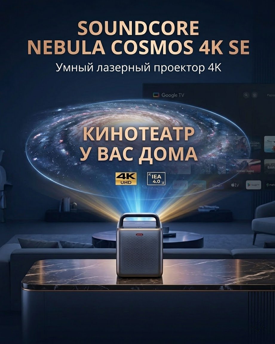 Проектор Soundcore Nebula Cosmos 4K SE серый купить,976546