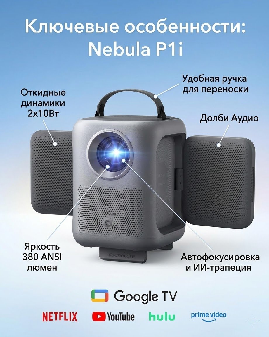 Проектор Soundcore Nebula P1i серый купить,NaN