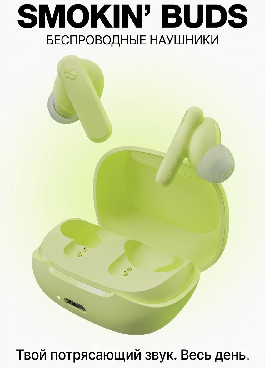 Наушники Skullcandy Smokin’ Buds зеленый купить,21376