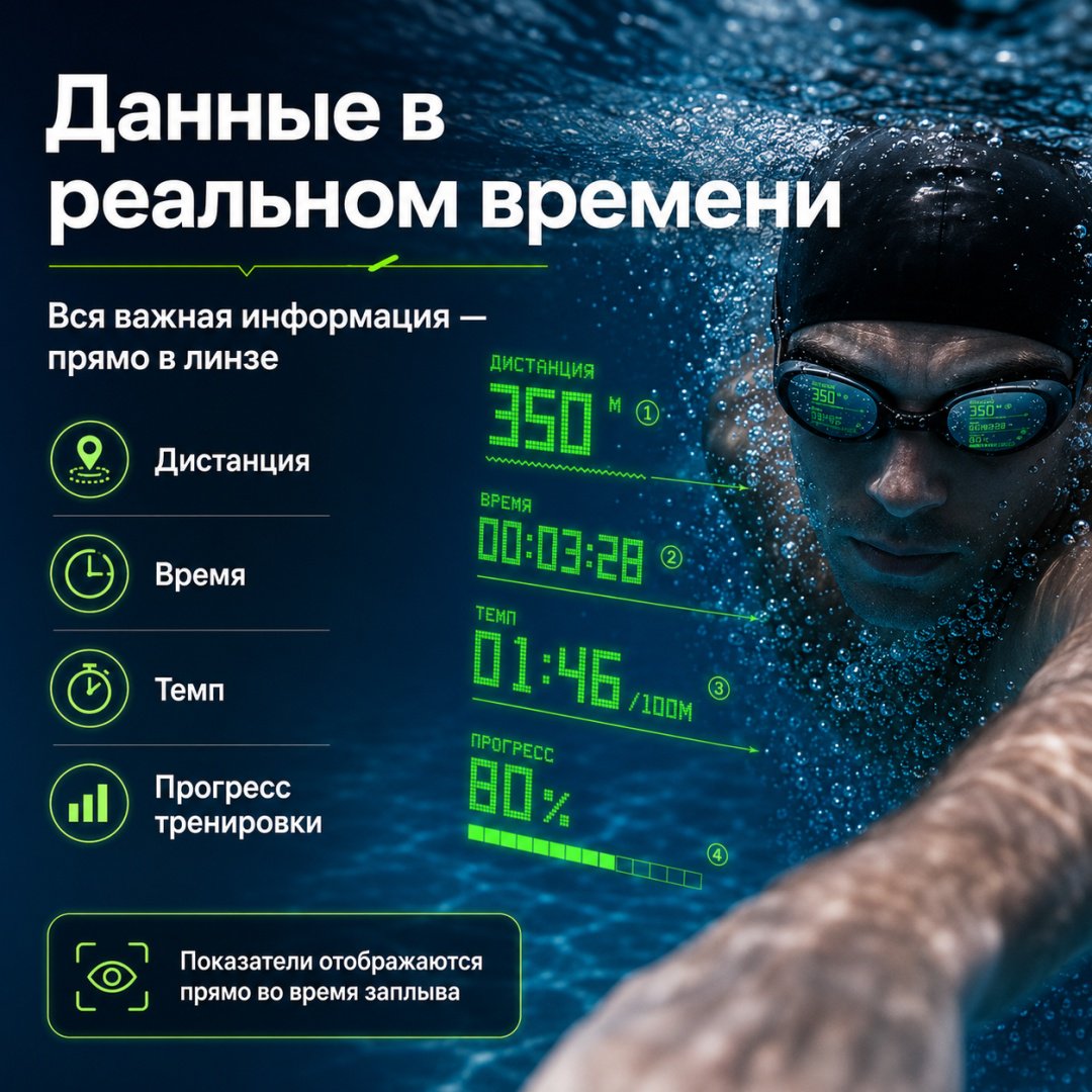 Очки Holoswim Holoswim 2 Go Smart Swim Goggles унисекс черный