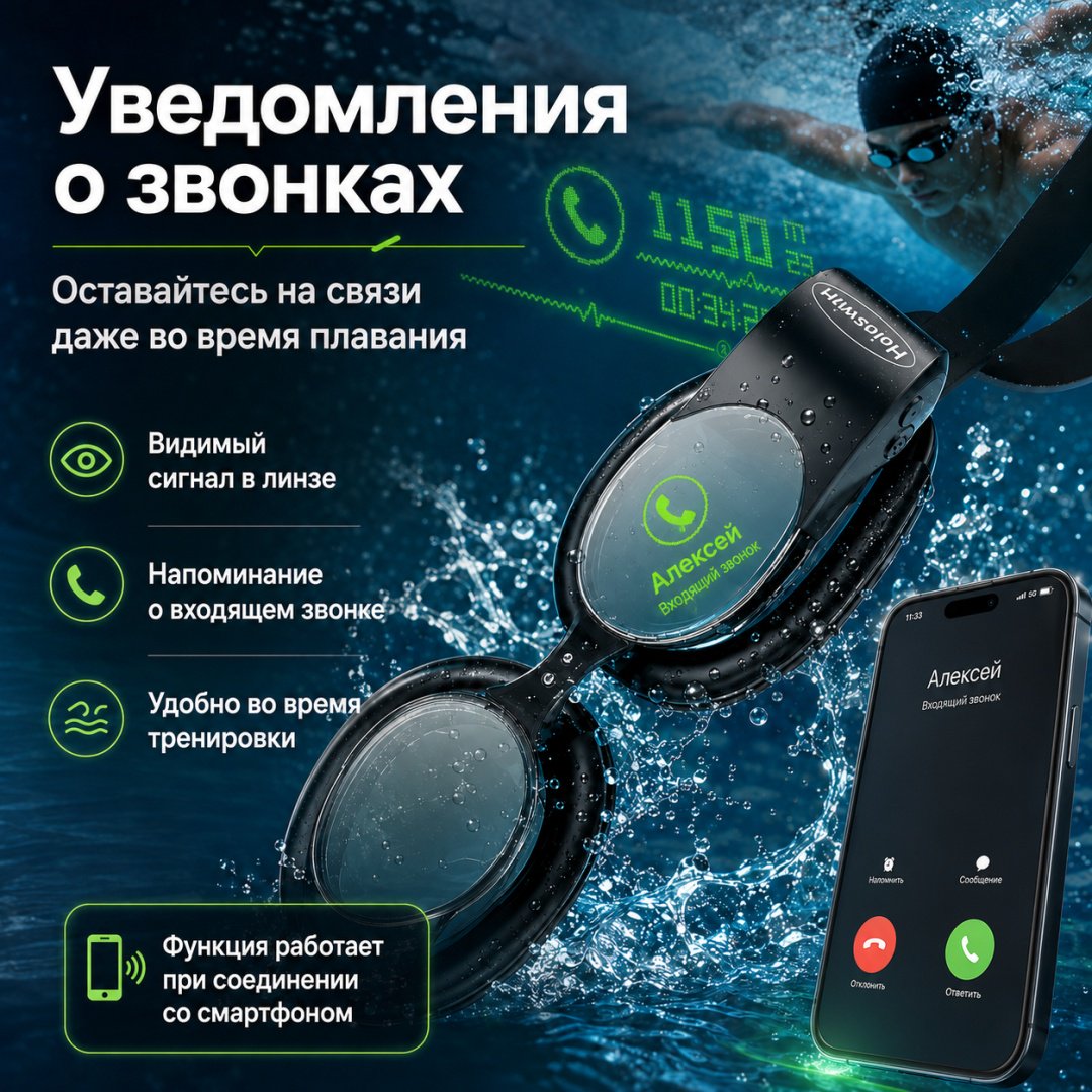 Очки Holoswim Holoswim 2 Go Smart Swim Goggles унисекс черный