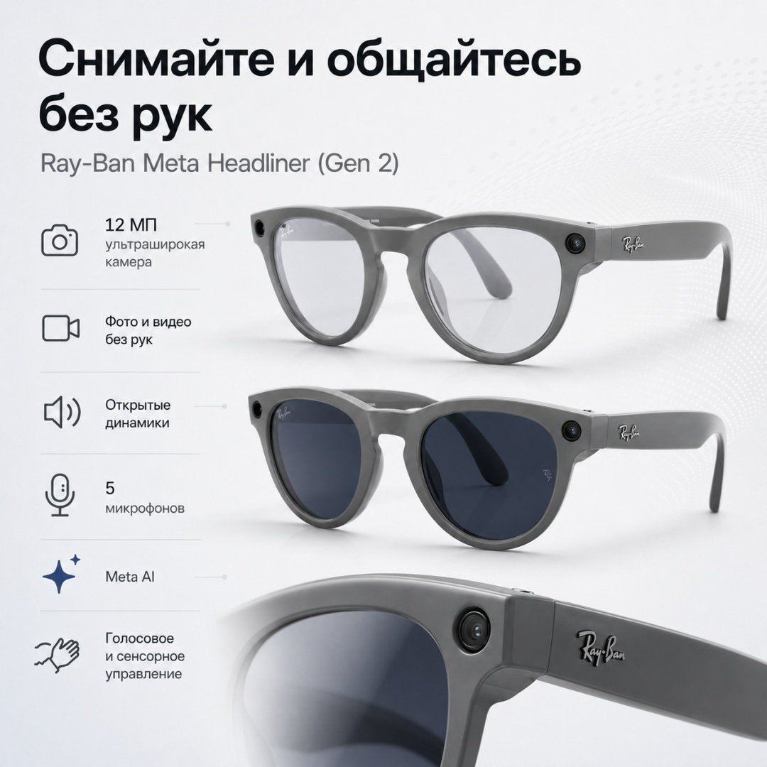 Смарт-очки Meta Headliner (Gen 2) серый купить,NaN