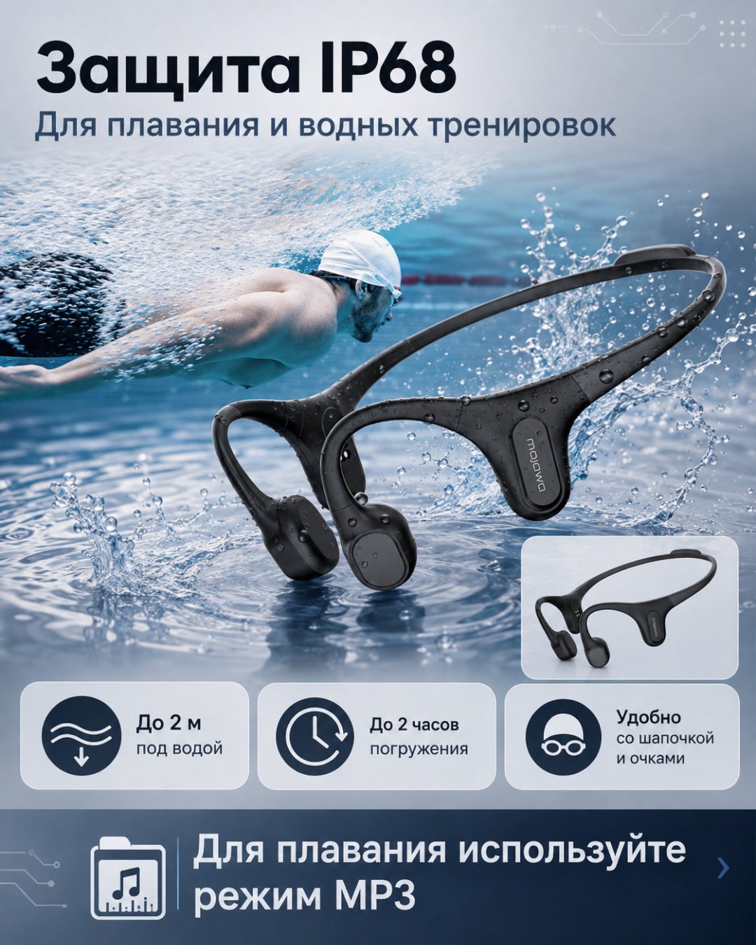 Наушники Mojawa Run Plus Open IP68 2026 черный купить,NaN