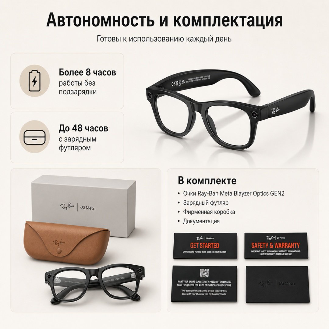Смарт-очки Meta Blayzer Optics GEN2 Transparent черный купить,NaN