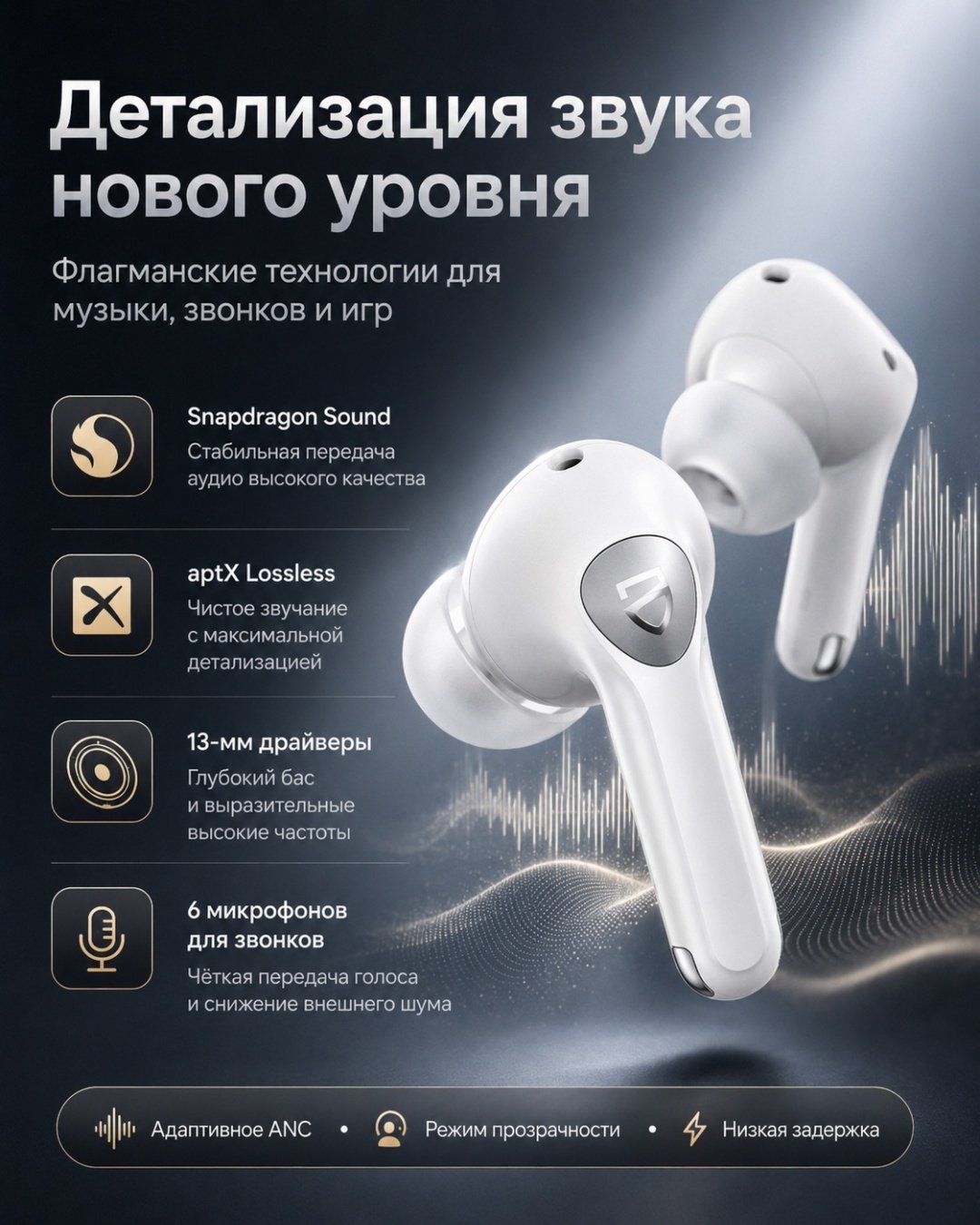 Наушники SoundPEATS Air 4 Pro белый купить,NaN