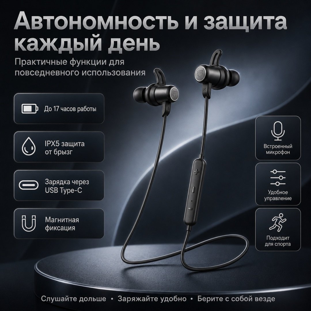 Наушники SoundPEATS Q35 HD+ черный купить,14950