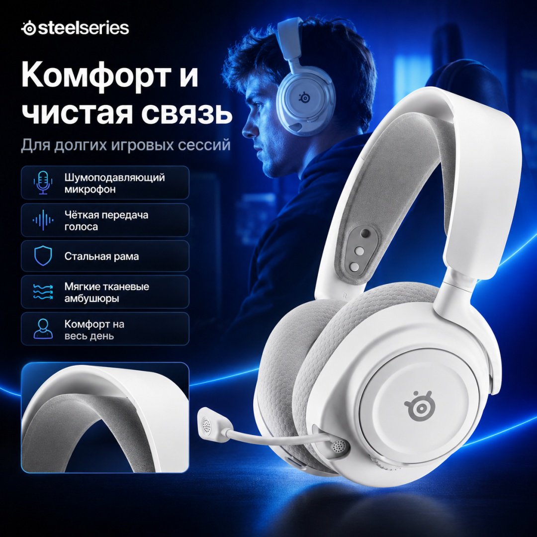 Наушники SteelSeries Arctis Nova 7P Wireless Gen 2 белый купить,171350