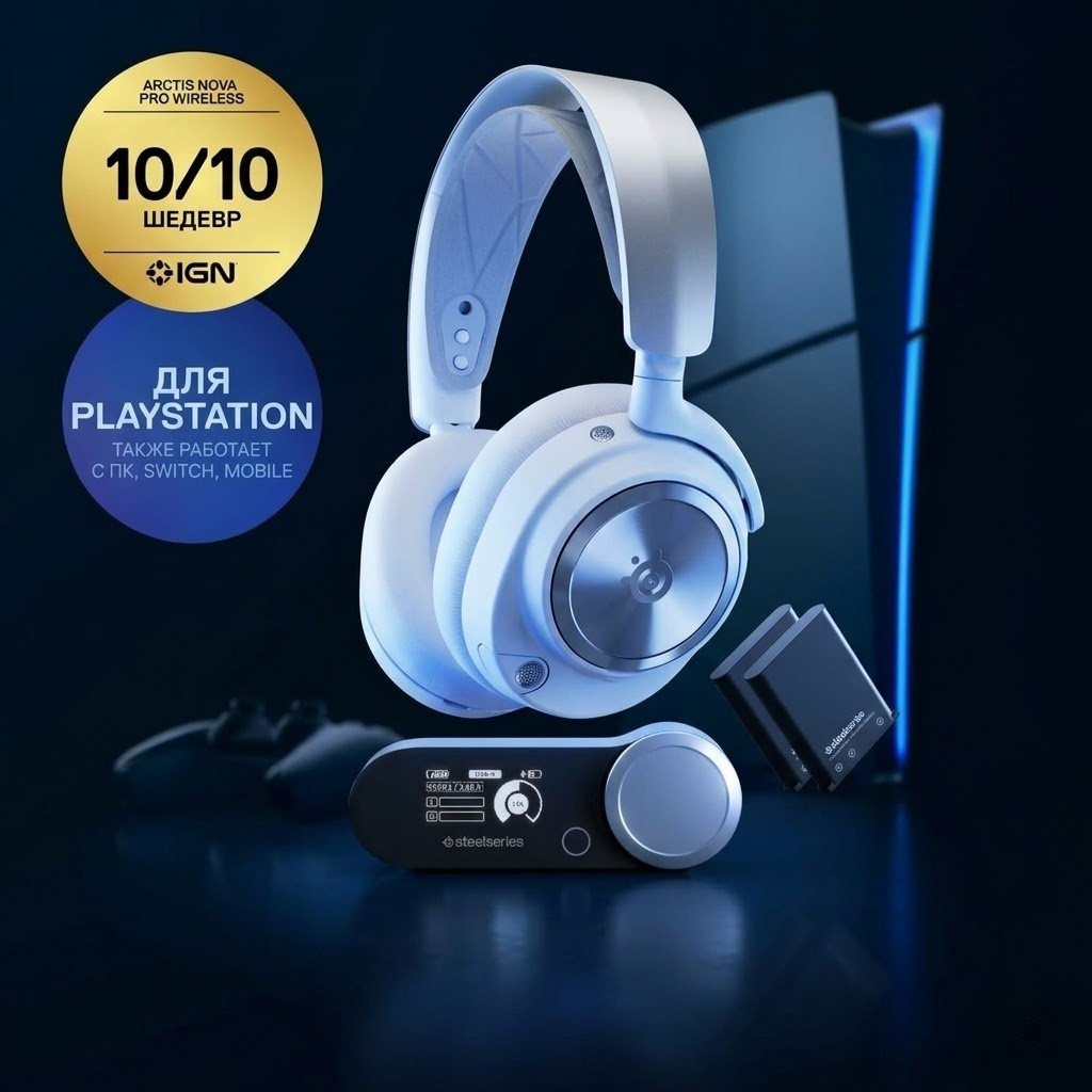 Наушники SteelSeries Arctis Nova Pro For PlayStation Wireless белый купить,240350