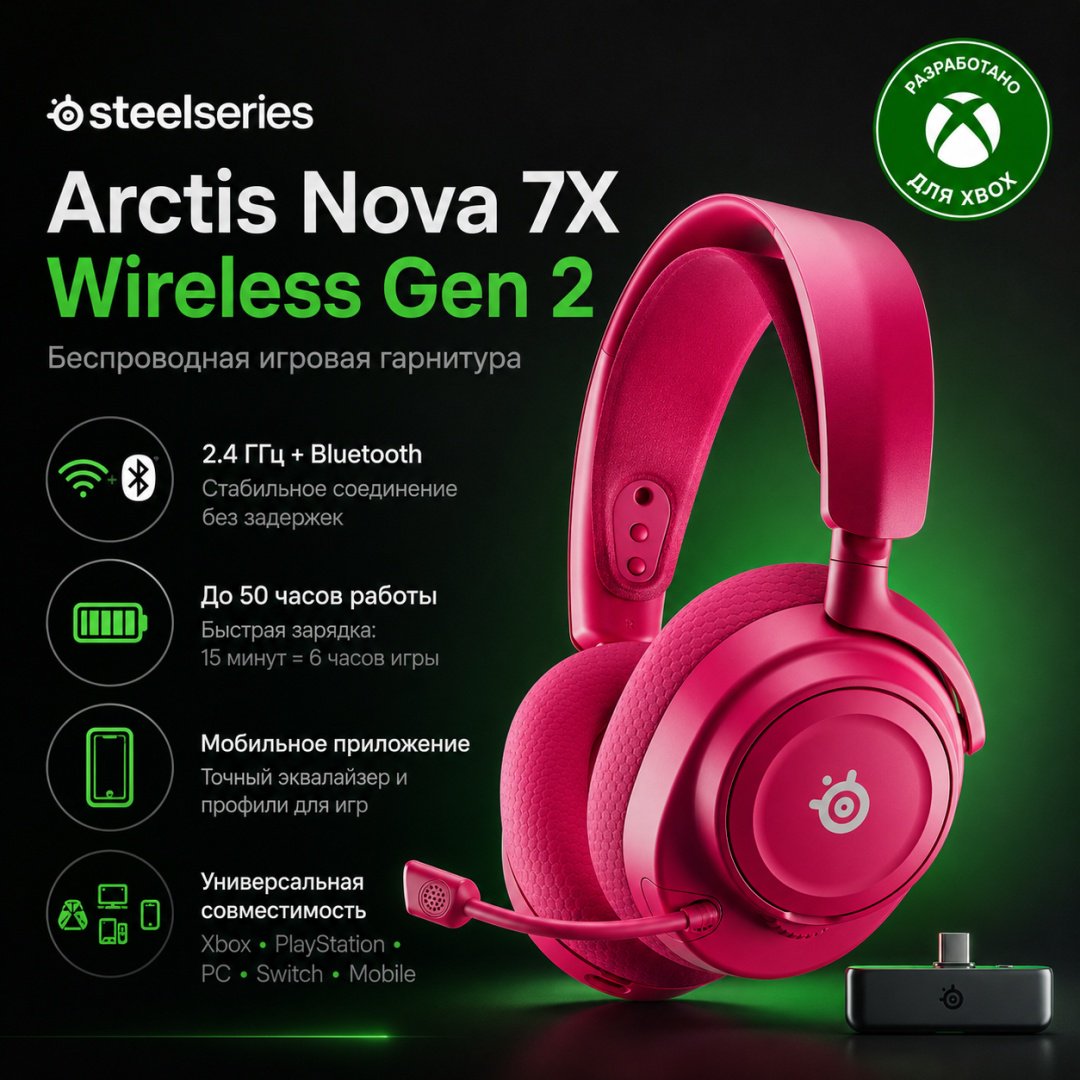 Наушники SteelSeries Arctis Nova 7X Wireless Gen 2 розовый