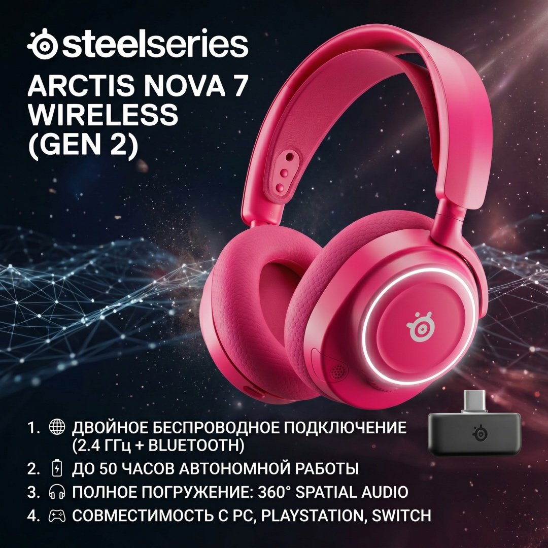 Наушники SteelSeries Nova 7 Wireless Gen 2 розовый