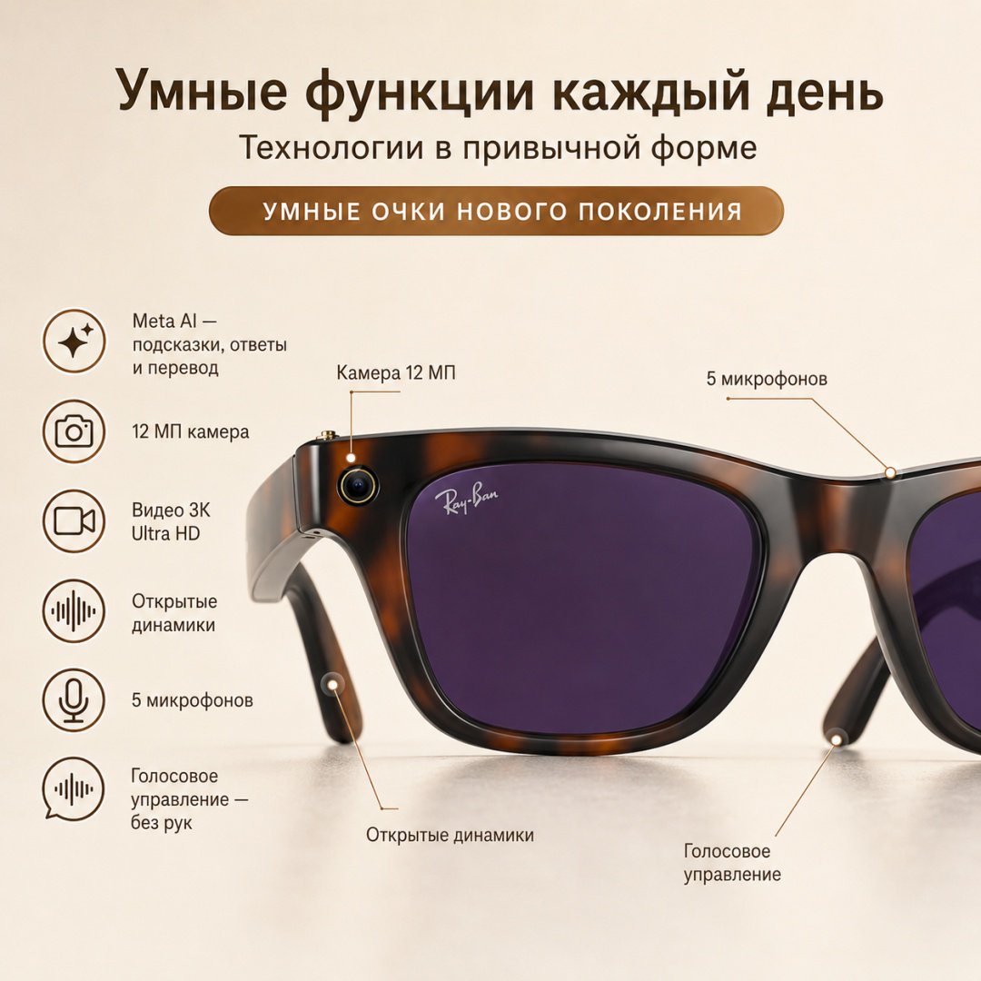 Смарт-очки Meta Blayzer Optics GEN2 коричневый купить,NaN