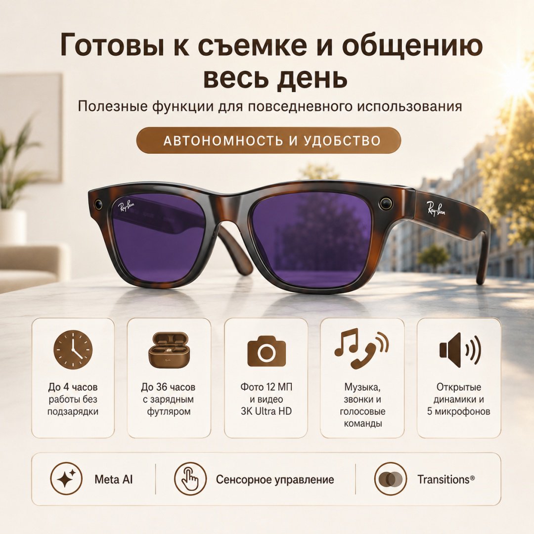 Смарт-очки Meta Blayzer Optics GEN2 коричневый купить,NaN