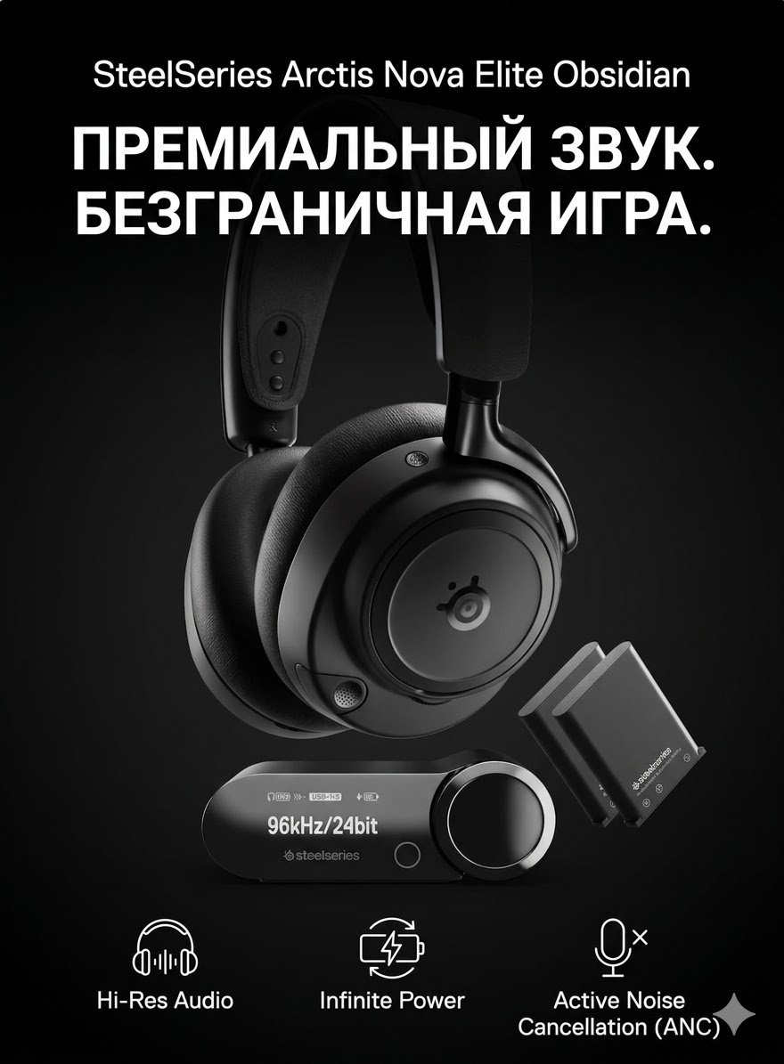 Наушники SteelSeries Arctis Nova Elite черный
