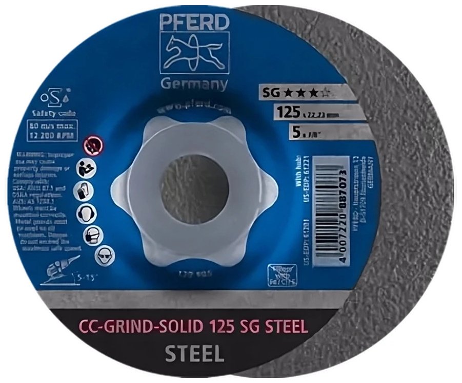 Pferd шлифовальный абразивный диск CC-GRIND-SOLID 125 SG STEEL 64185125 125x22.23 мм 1 шт купить,NaN