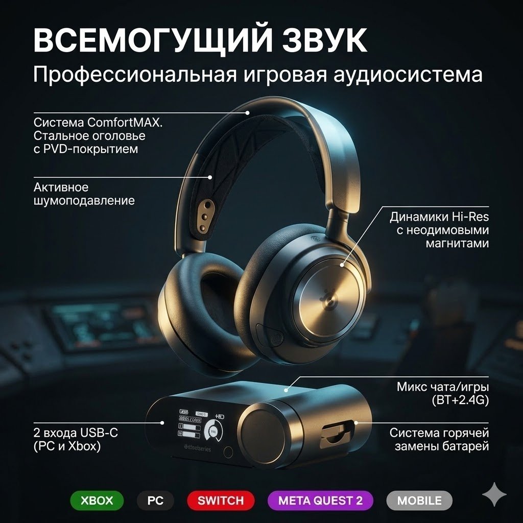 Наушники SteelSeries Arctis Nova Pro For Xbox Wireless черный - ForteMarket Наушники SteelSeries Arctis Nova Pro For Xbox Wireless черный купить,286350
