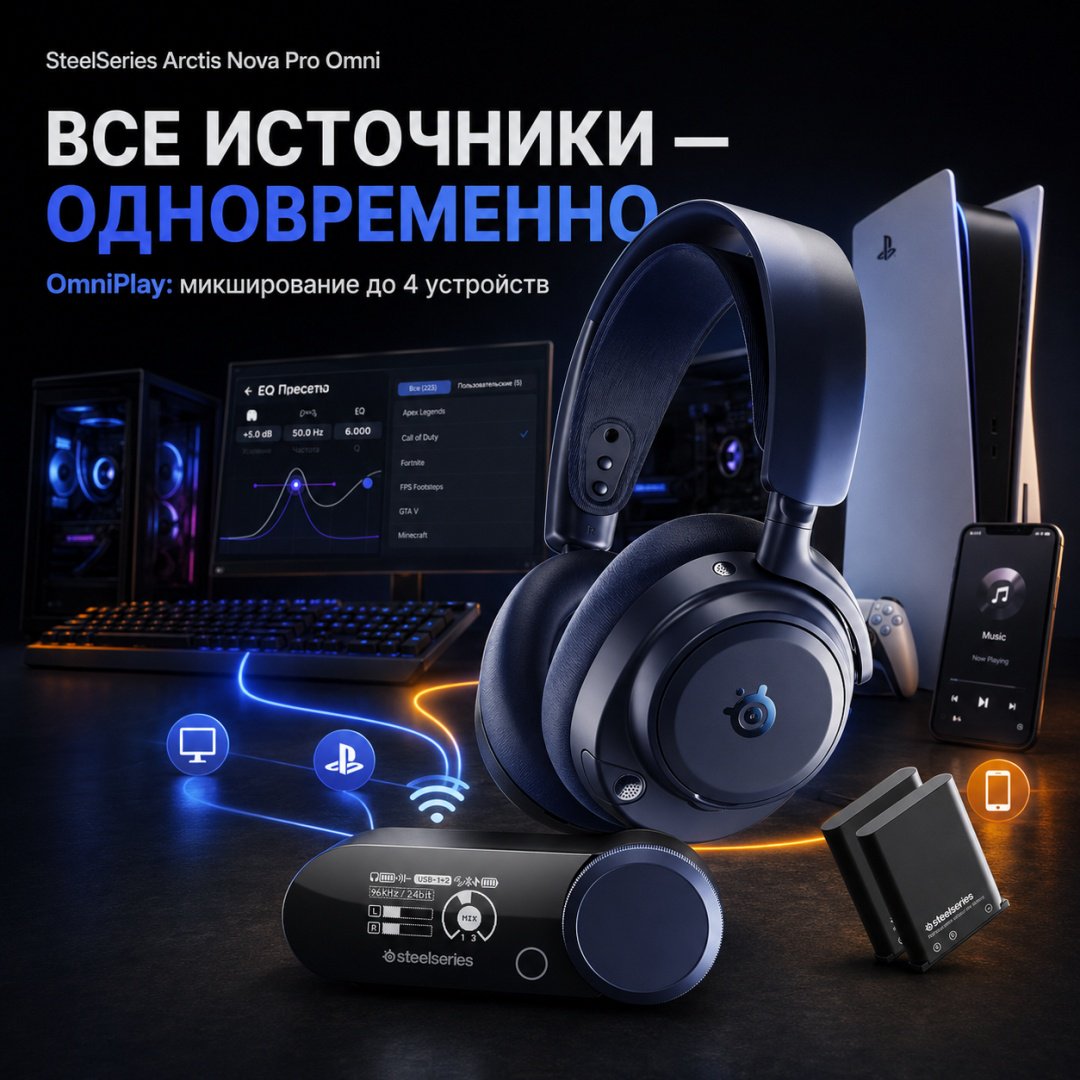 Наушники SteelSeries Arctis Nova Pro Omni синий купить,NaN