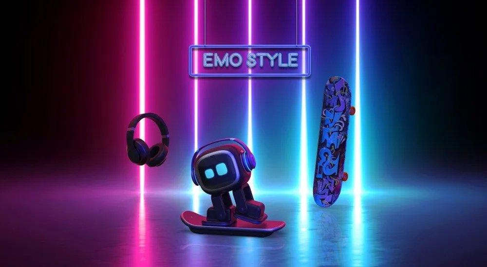Робот Living.ai EMO AI Desktop Pet на скейтборде, высота 12 см